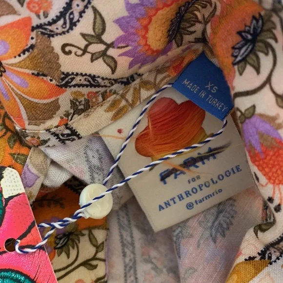 NWT Farm Rio Toscana Pleated Wide-Leg Pants xs,s ,m - Picture 9 of 9